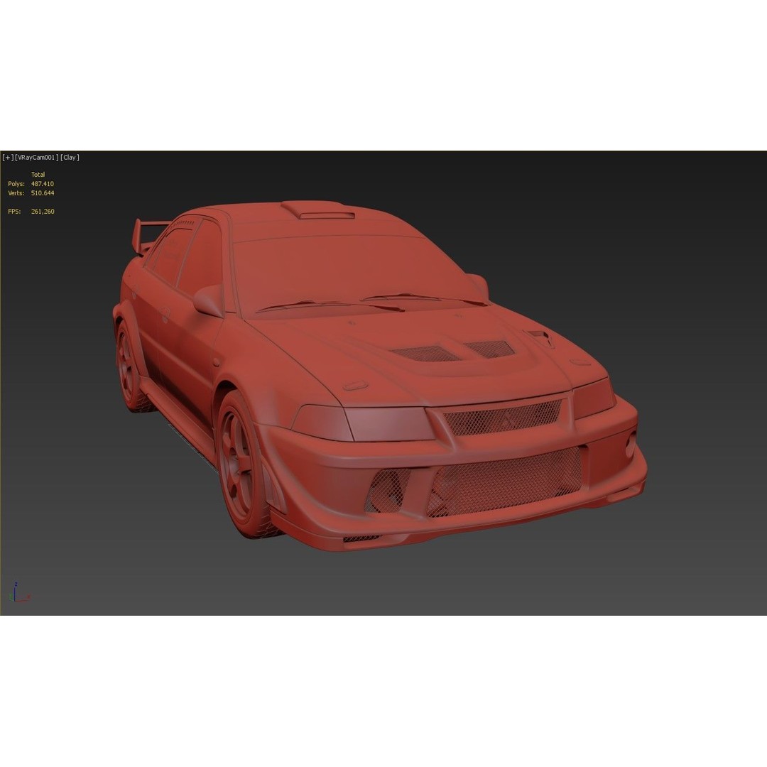 Mitsubishi Lancer Evolution 6 Tme Rally Car 3D Model – High Poly, FBX, OBJ - View 12