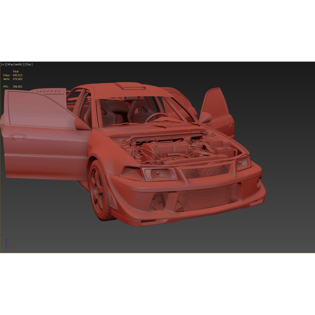 Mitsubishi Lancer Evolution 6 Tme Rally Car 3D Model – High Poly, FBX, OBJ - View 13