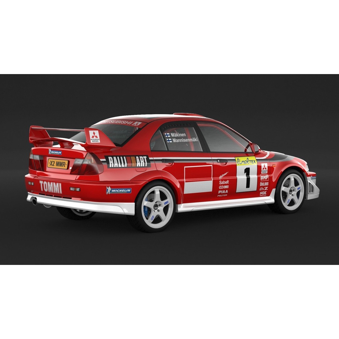 Mitsubishi Lancer Evolution 6 Tme Rally Car 3D Model – High Poly, FBX, OBJ - View 3