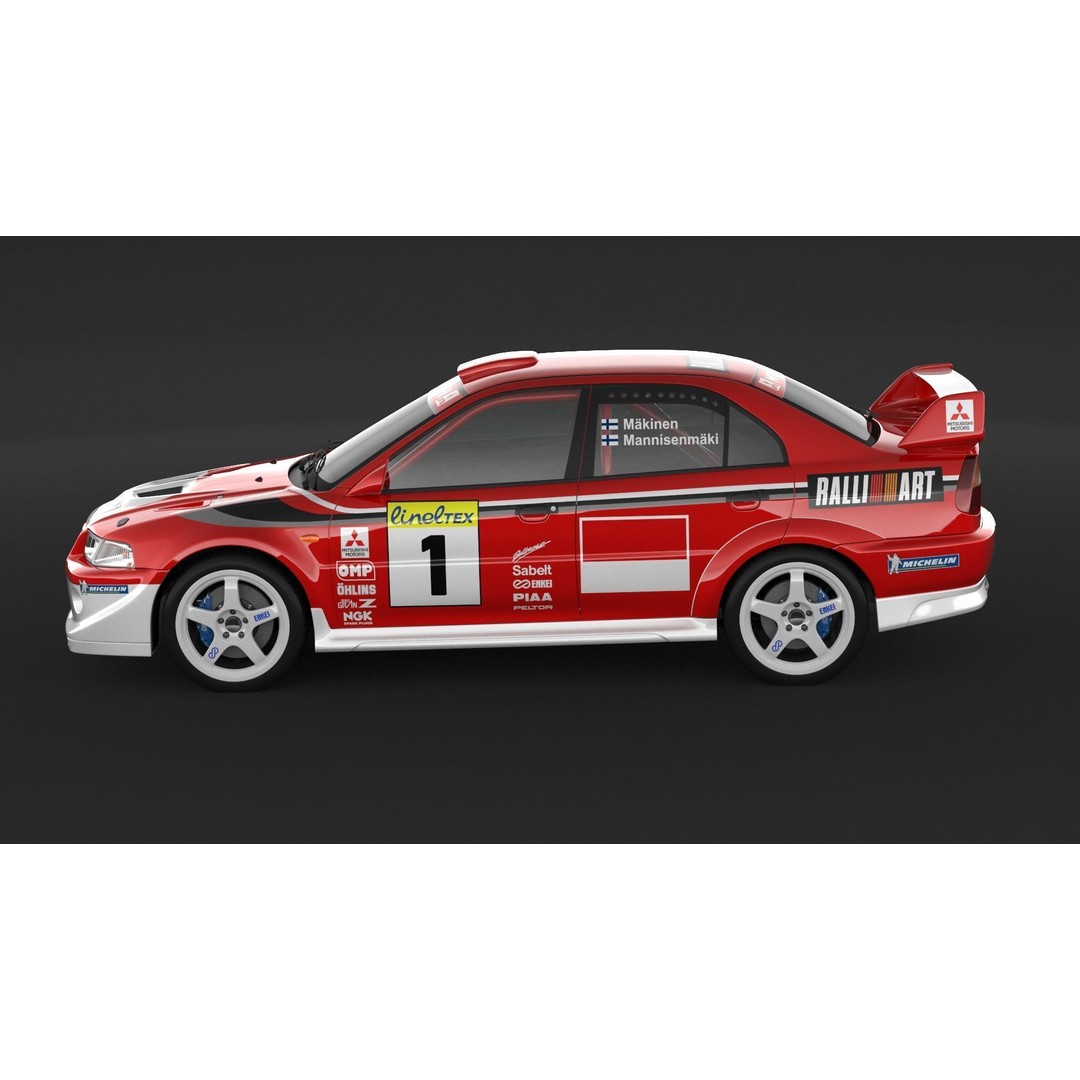 Mitsubishi Lancer Evolution 6 Tme Rally Car 3D Model – High Poly, FBX, OBJ - View 6