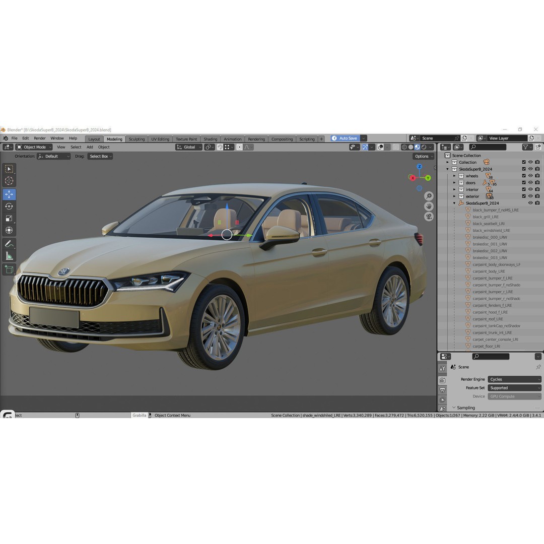 Skoda Superb 2024 3D Model – Detailed Sedan, Multiple Formats - View 43