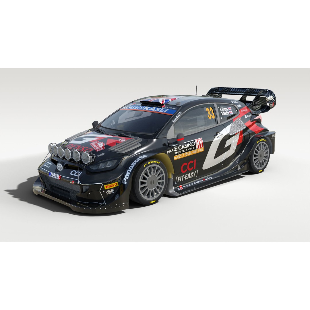 2024 Toyota Yaris WRC 3D Model – Low Poly Racing Asset, FBX, OBJ, Blender - View 3