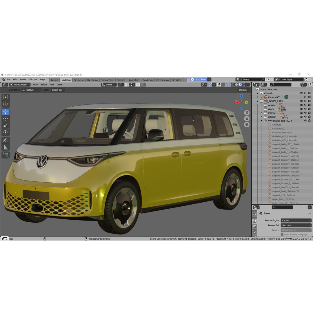Volkswagen IDBUZZ LWB 3D Model – Detailed Van with Openable Doors, FBX, OBJ - View 47