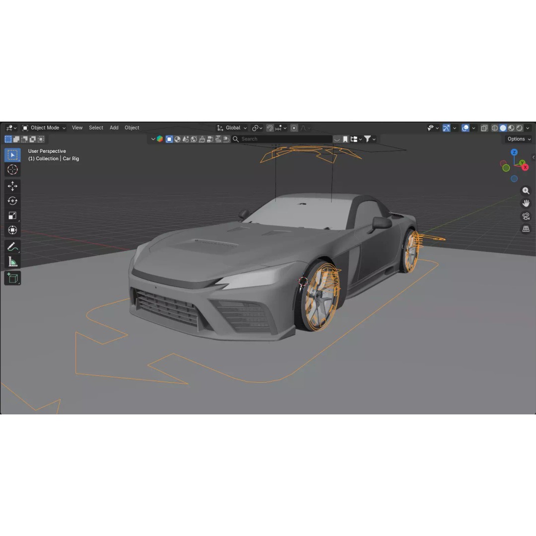 Toyota GR GT 2026 3D Model – Rigged Racing Car, Blender, Game-Ready