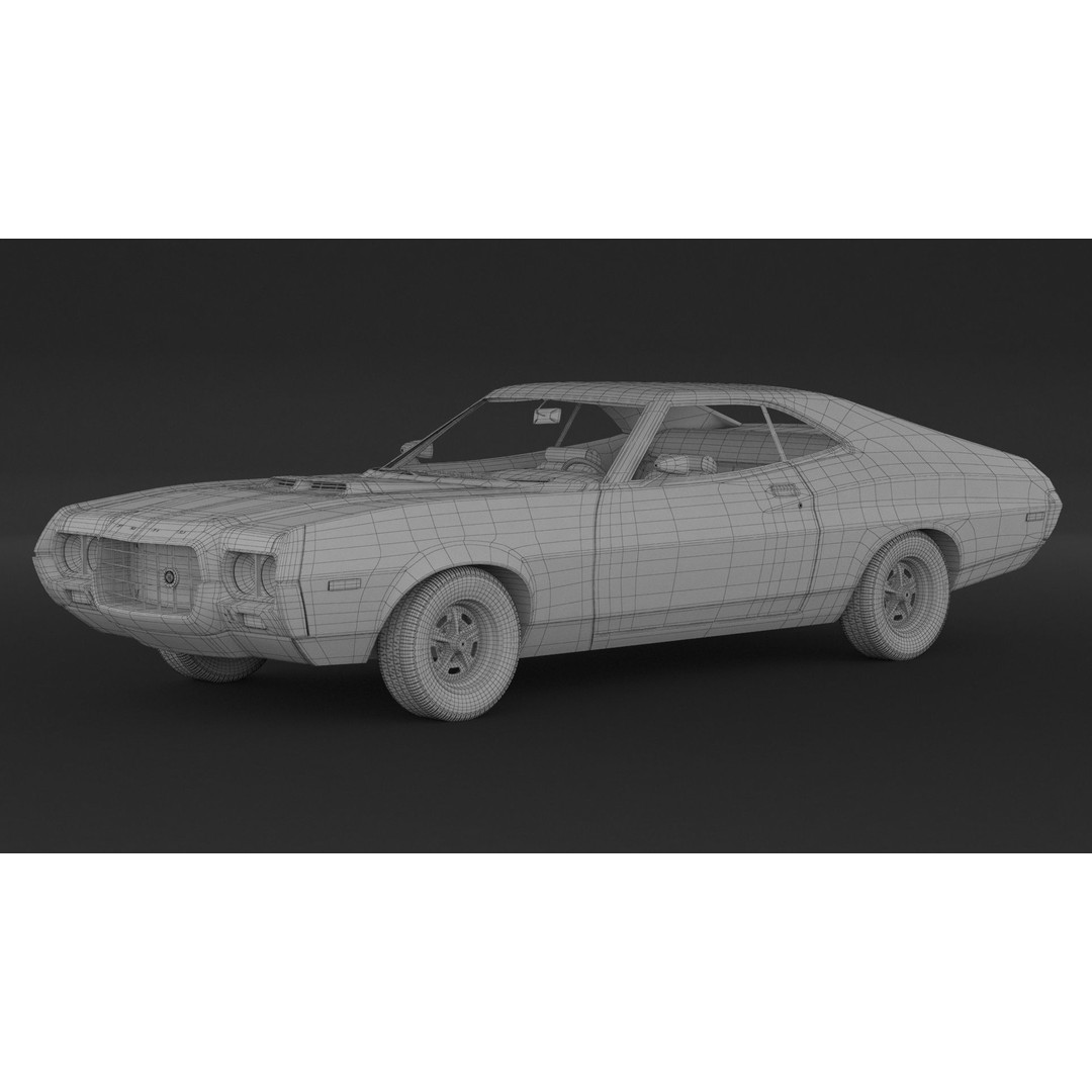 Ford Gran Torino Sport 3D Model – High Poly Game Asset, FBX, OBJ - View 13