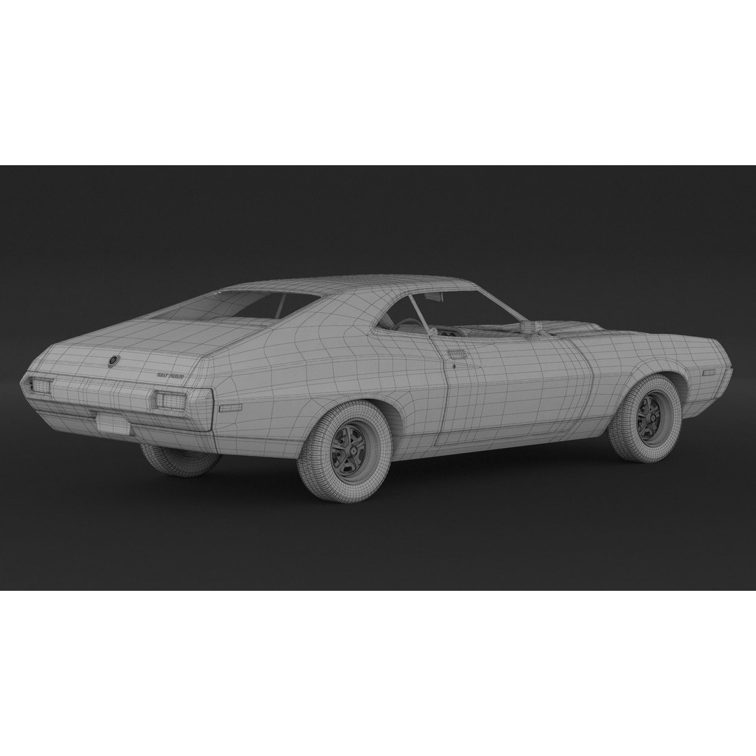 Ford Gran Torino Sport 3D Model – High Poly Game Asset, FBX, OBJ - View 14