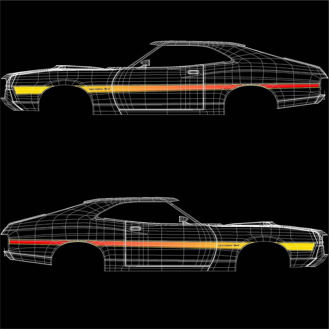 Ford Gran Torino Sport 3D Model – High Poly Game Asset, FBX, OBJ - View 15
