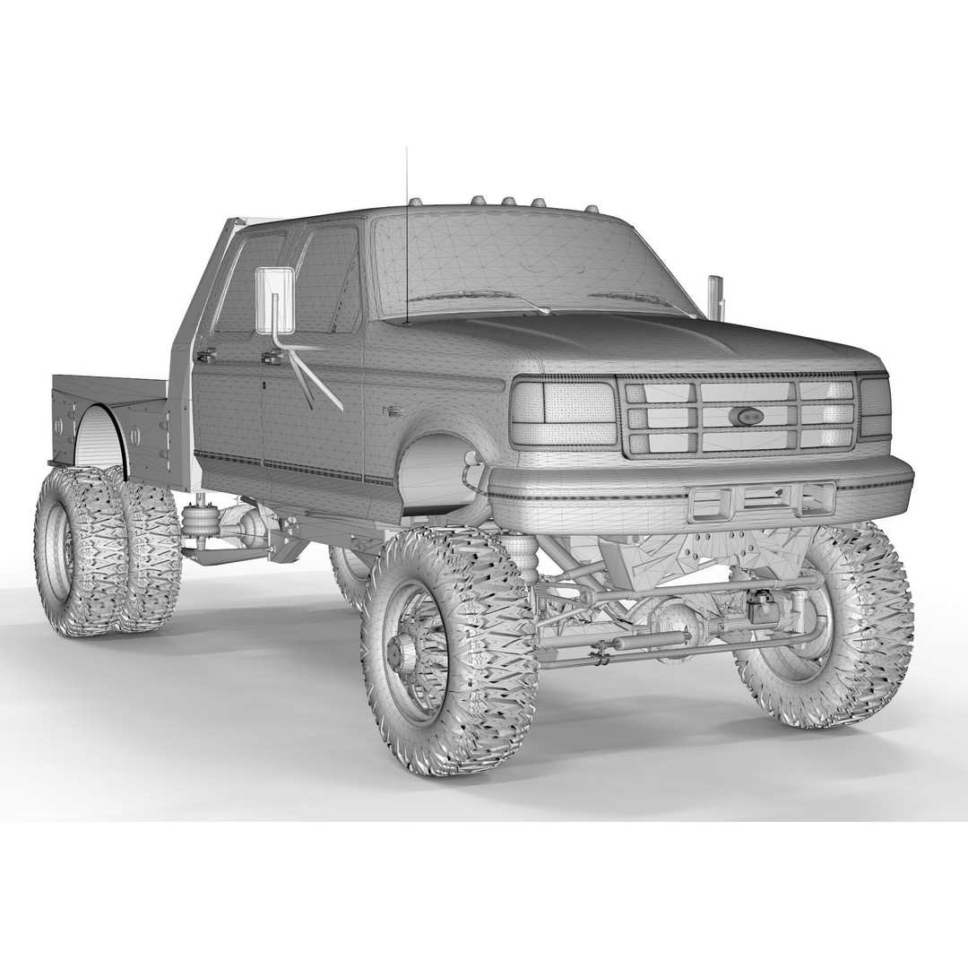 F250 1998 Lifted Truck 3D Model – PBR Textures, Game Ready, FBX - View 11