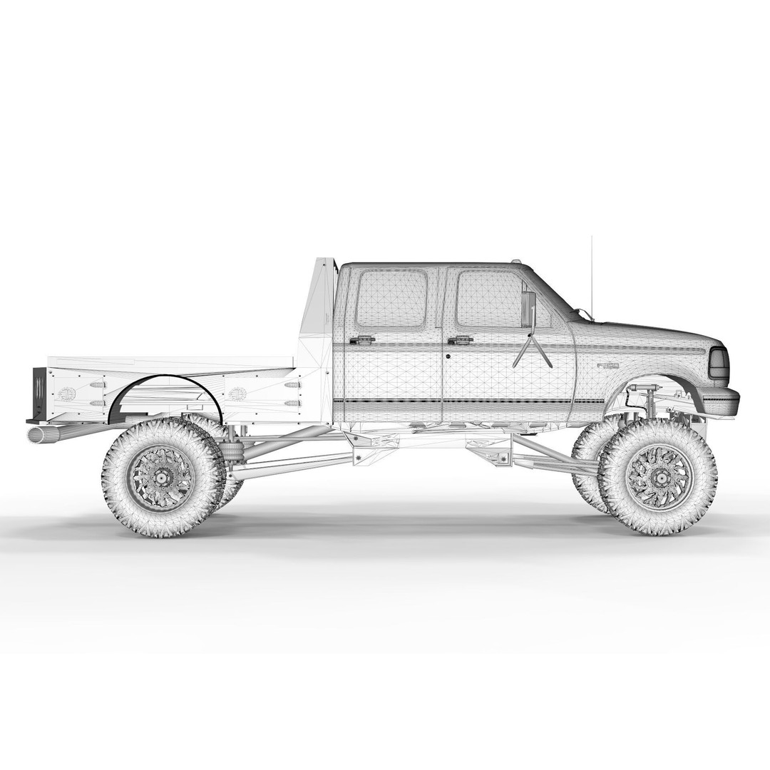 F250 1998 Lifted Truck 3D Model – PBR Textures, Game Ready, FBX - View 15