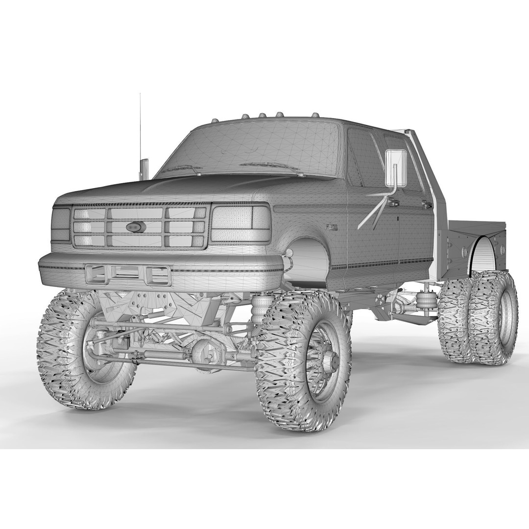 F250 1998 Lifted Truck 3D Model – PBR Textures, Game Ready, FBX - View 17