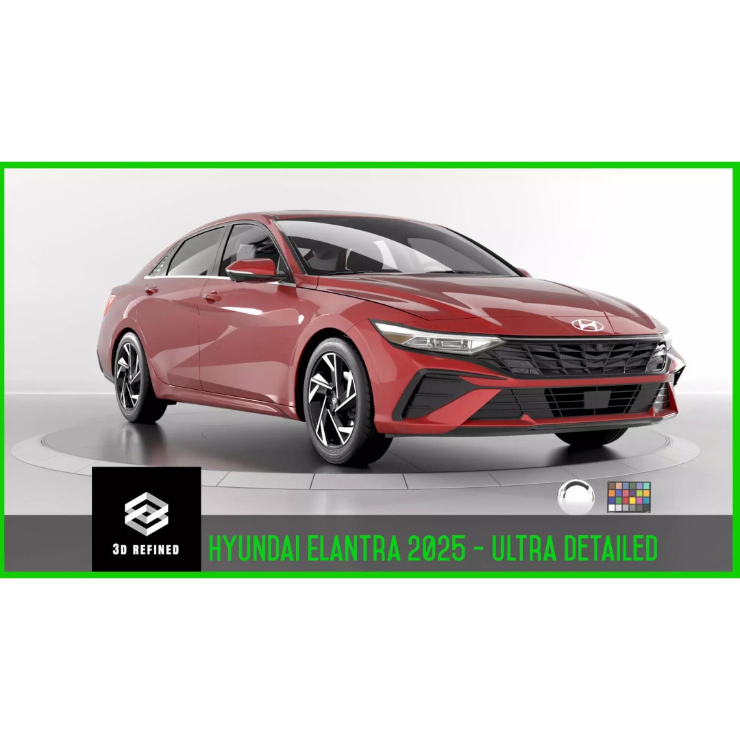 Hyundai Elantra 2024 3D Model – Detailed Game-Ready Asset, Vray & Redshift - View 2