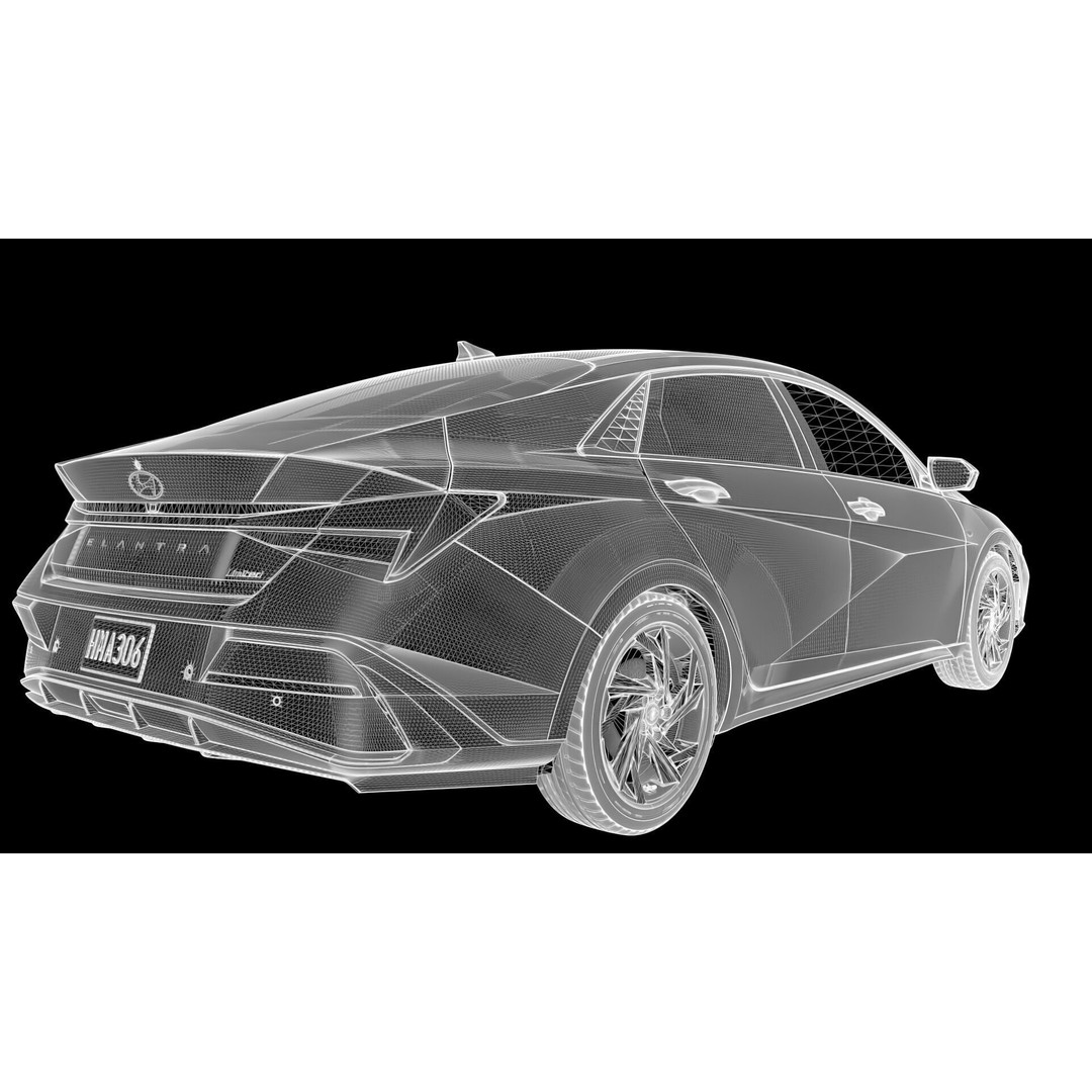 Hyundai Elantra 2024 3D Model – Detailed Game-Ready Asset, Vray & Redshift - View 23