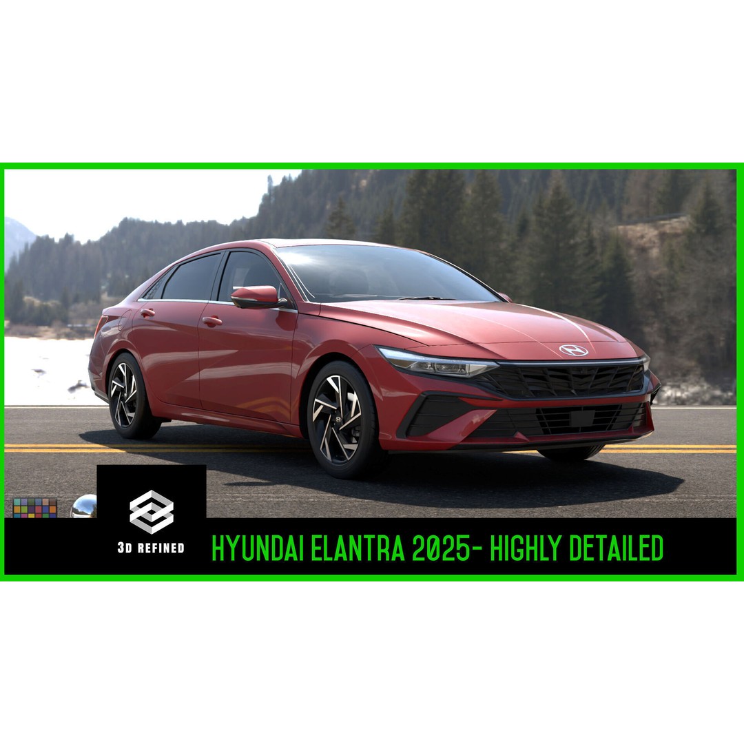 Hyundai Elantra 2024 3D Model – Detailed Game-Ready Asset, Vray & Redshift - View 3