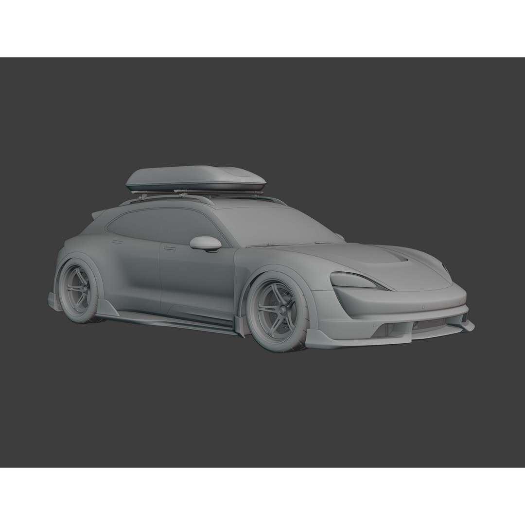 Porsche Taycan Turbo 3D Model – Modified Sport Car with Bodykit, Blender, FBX, OBJ - View 14