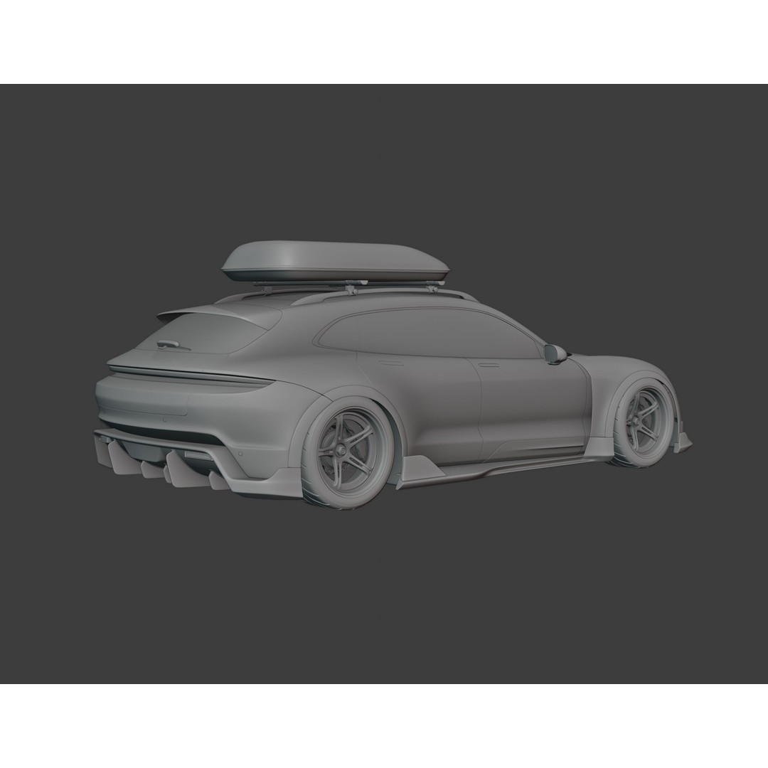 Porsche Taycan Turbo 3D Model – Modified Sport Car with Bodykit, Blender, FBX, OBJ - View 15