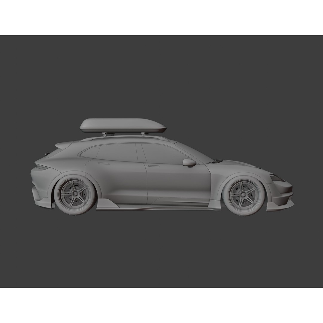 Porsche Taycan Turbo 3D Model – Modified Sport Car with Bodykit, Blender, FBX, OBJ - View 16