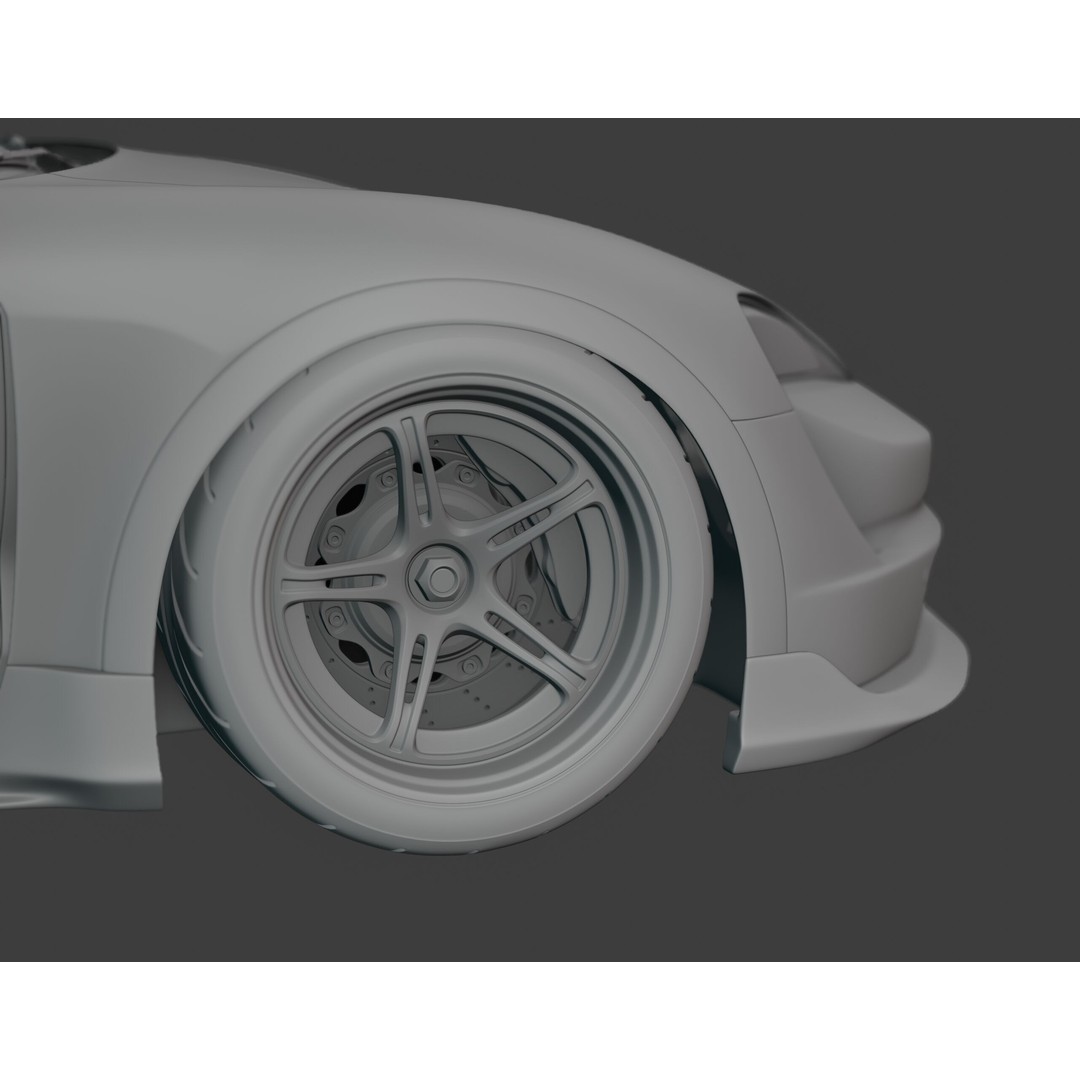 Porsche Taycan Turbo 3D Model – Modified Sport Car with Bodykit, Blender, FBX, OBJ - View 19