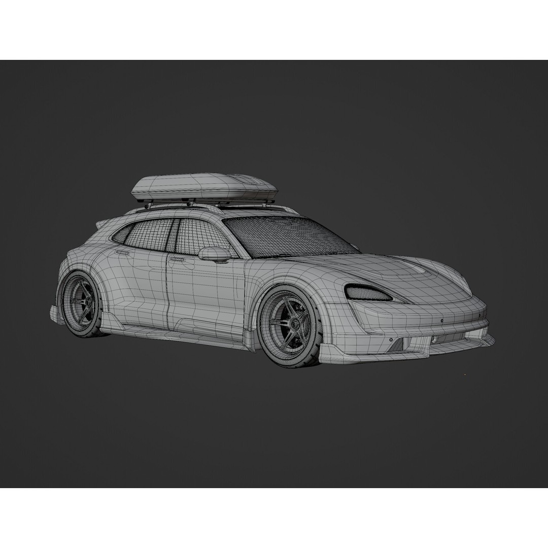Porsche Taycan Turbo 3D Model – Modified Sport Car with Bodykit, Blender, FBX, OBJ - View 24