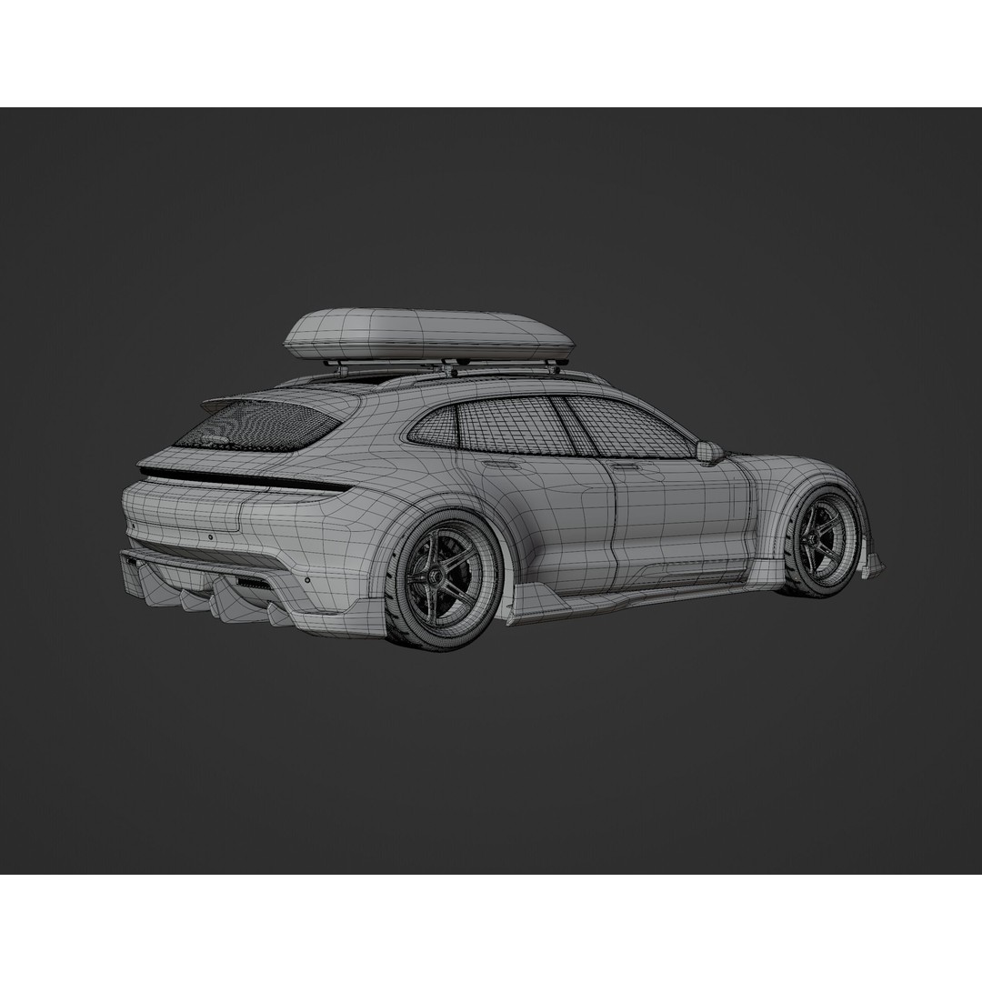 Porsche Taycan Turbo 3D Model – Modified Sport Car with Bodykit, Blender, FBX, OBJ - View 25