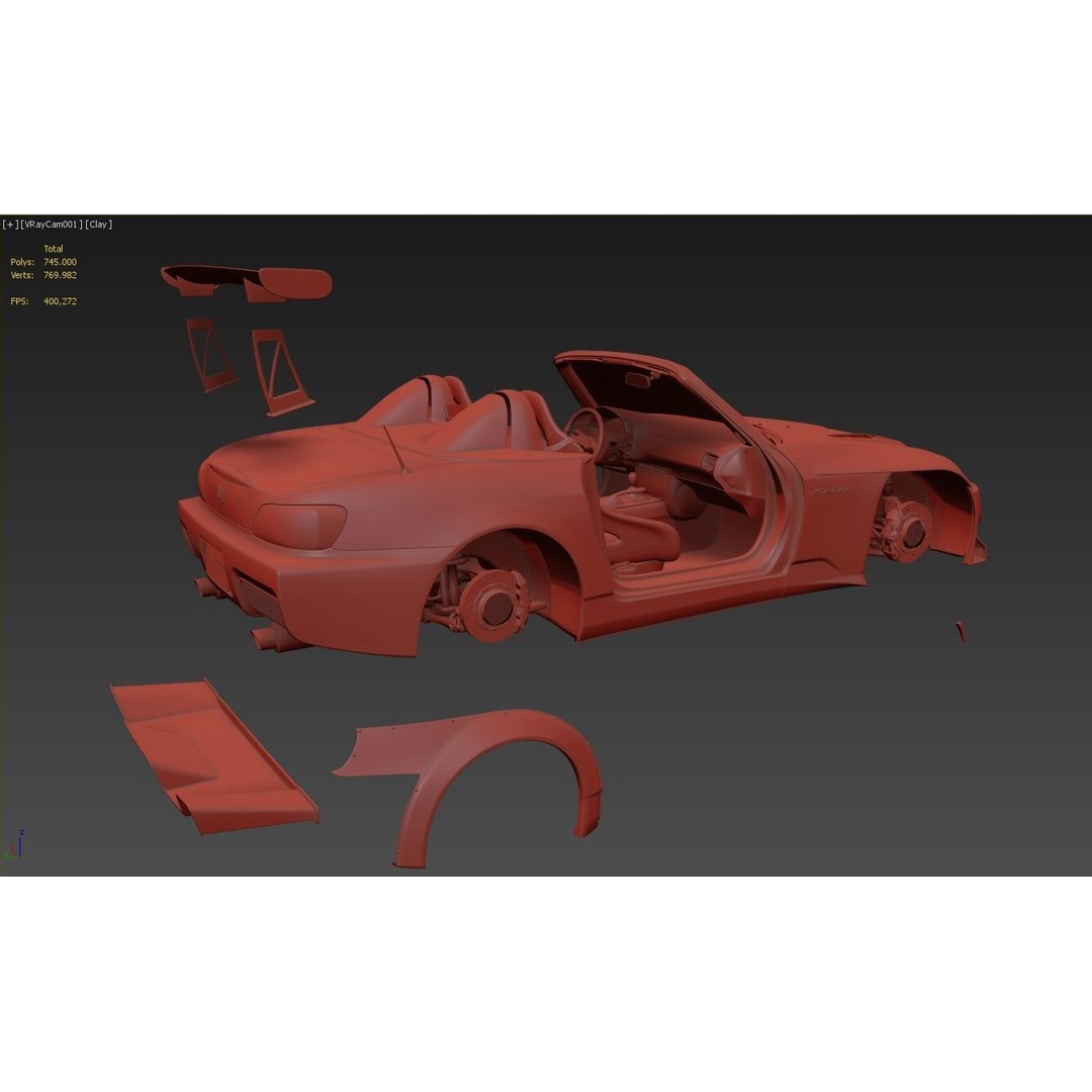 Honda S2000 Spoon Sports 3D Model – High Poly Game Asset, FBX, OBJ