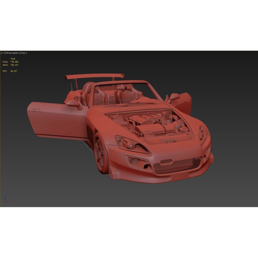 Honda S2000 Spoon Sports 3D Model – High Poly Game Asset, FBX, OBJ - View 13