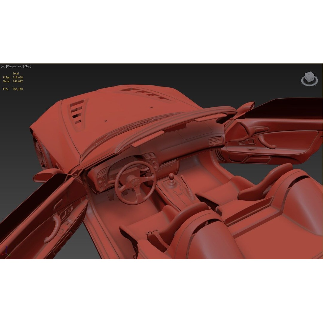 Honda S2000 Spoon Sports 3D Model – High Poly Game Asset, FBX, OBJ - View 14
