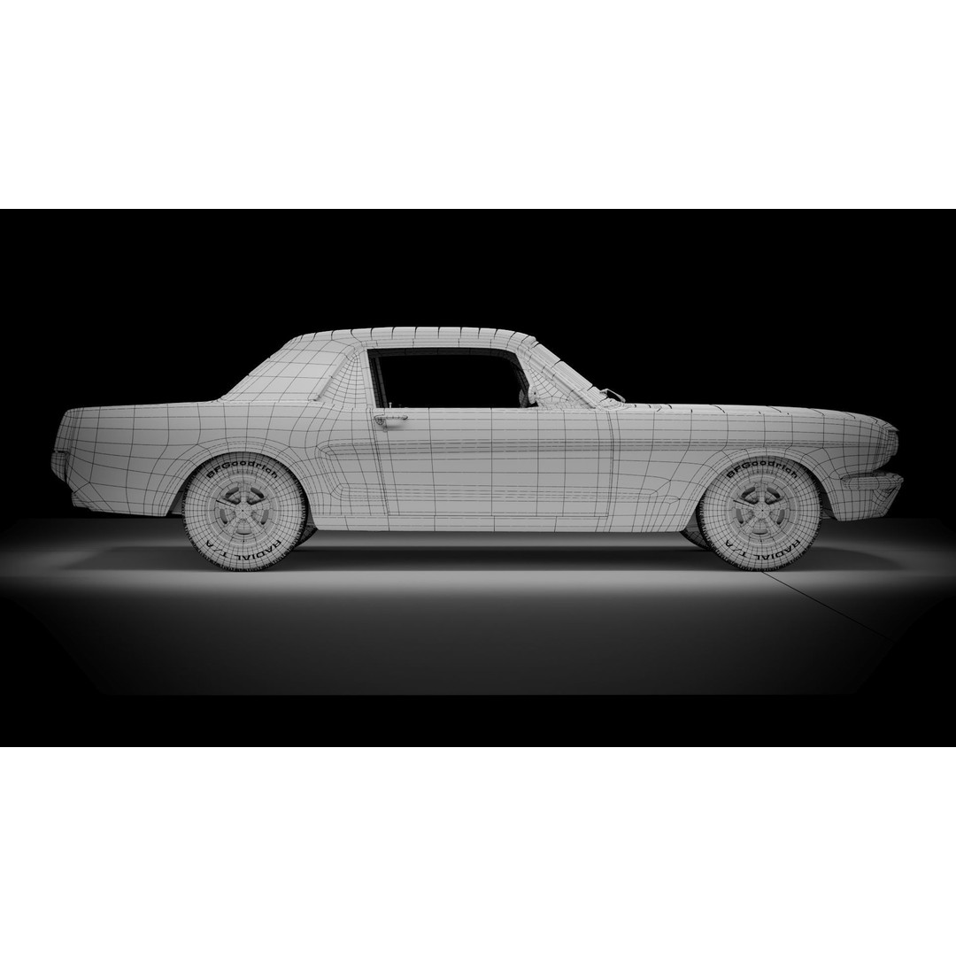 Ford Mustang 1965 Coupe 3D Model – High Poly PBR Car Asset, FBX, OBJ - View 14