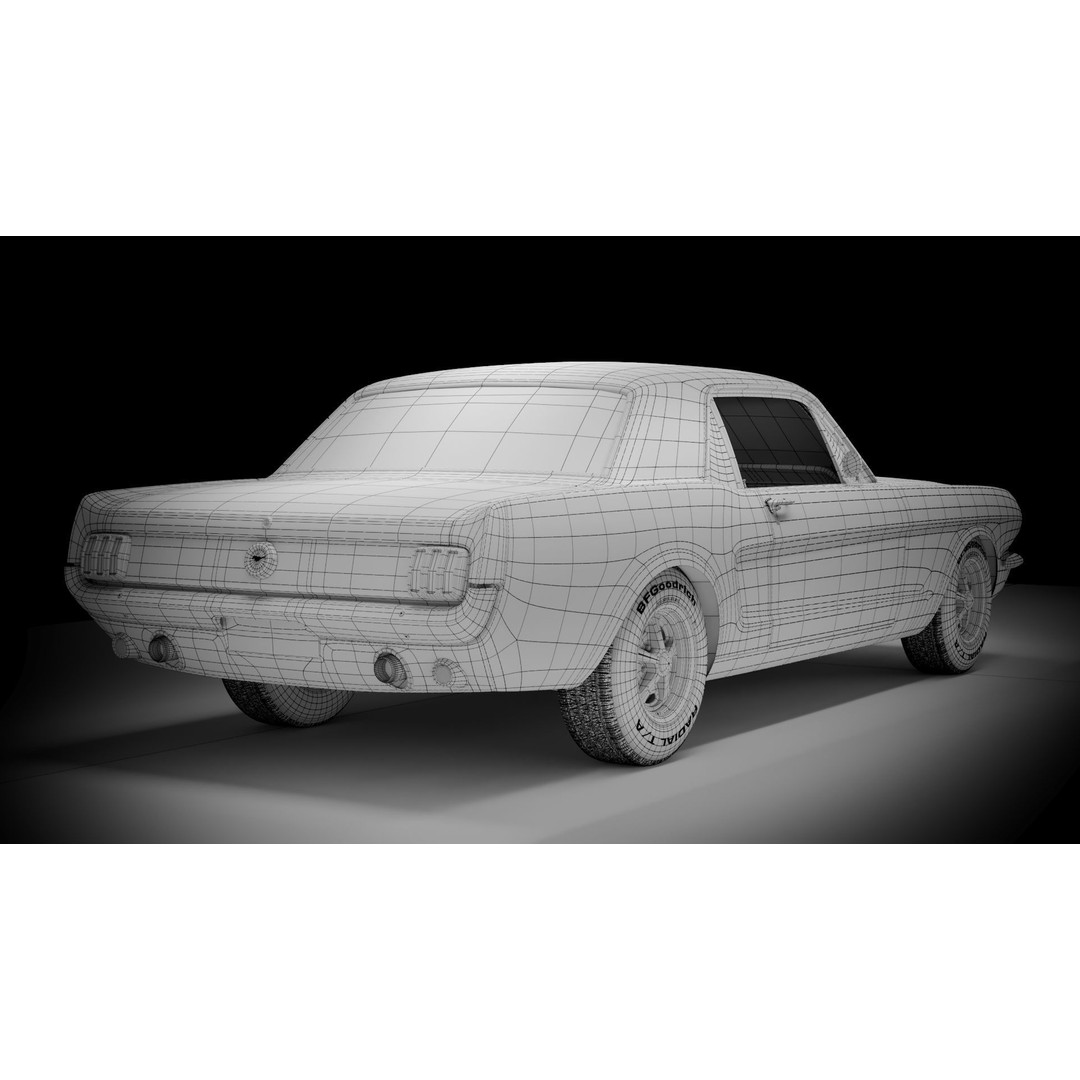 Ford Mustang 1965 Coupe 3D Model – High Poly PBR Car Asset, FBX, OBJ - View 15