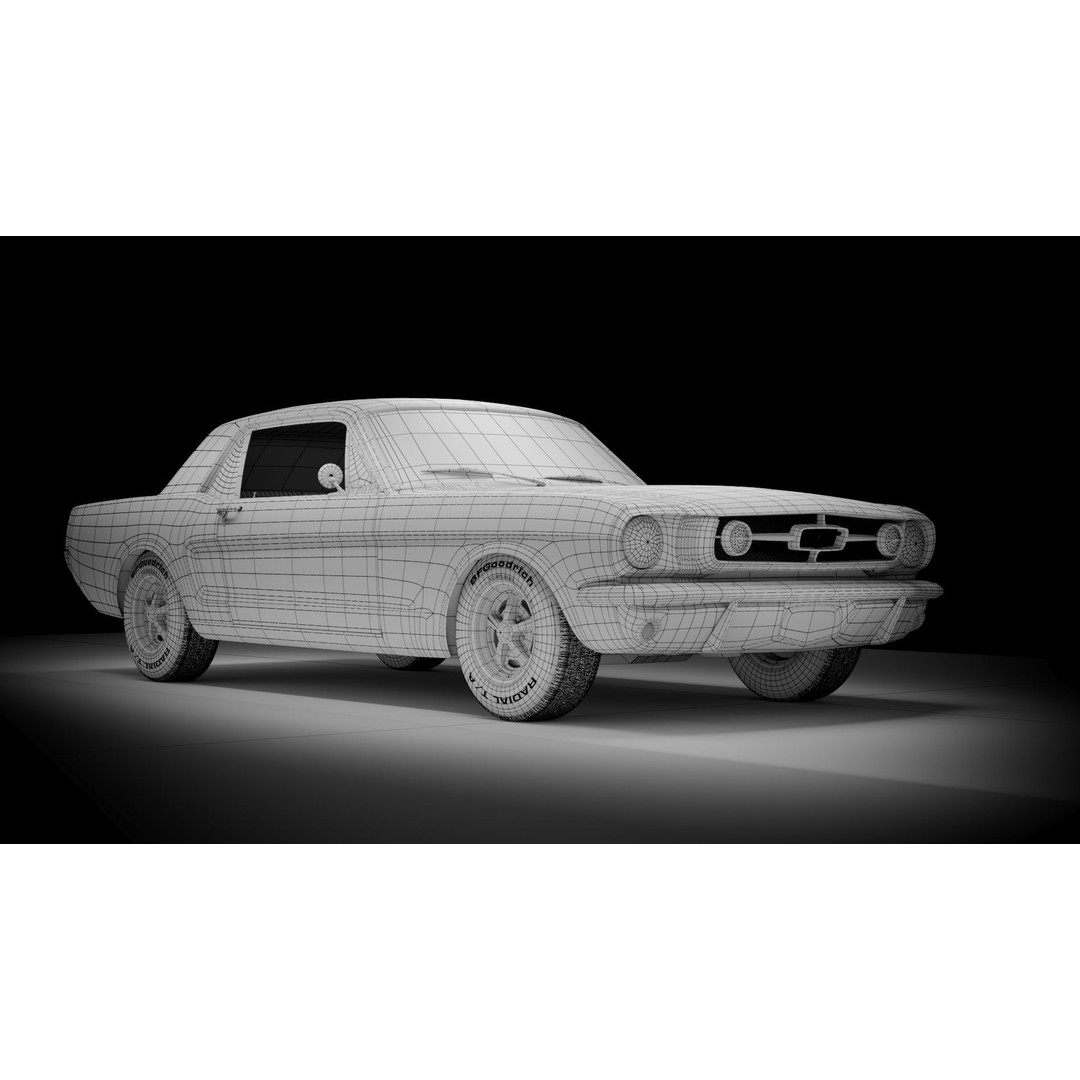 Ford Mustang 1965 Coupe 3D Model – High Poly PBR Car Asset, FBX, OBJ - View 16