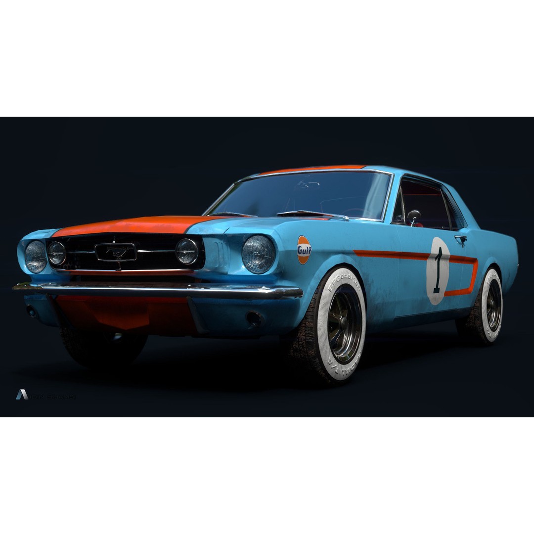 Ford Mustang 1965 Coupe 3D Model – High Poly PBR Car Asset, FBX, OBJ - View 18