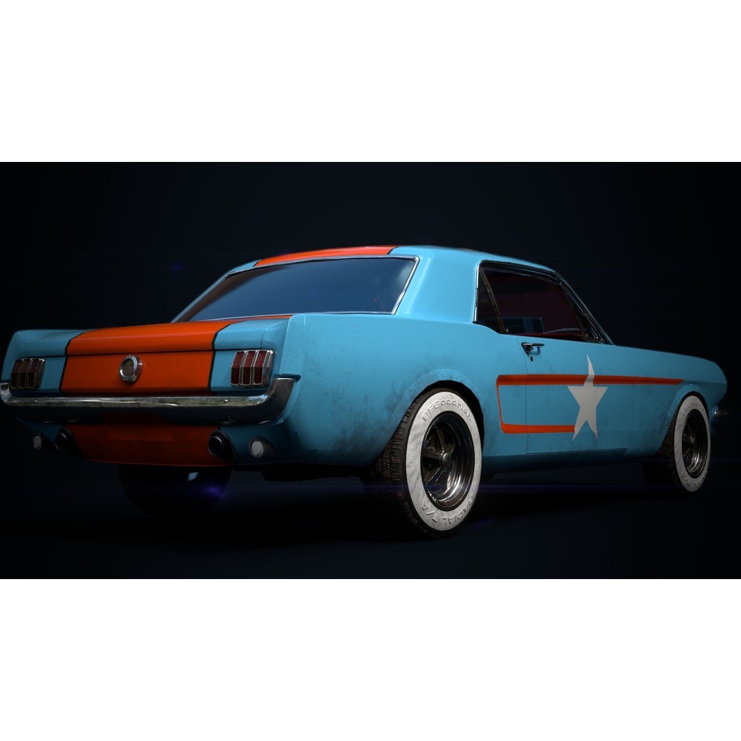 Ford Mustang 1965 Coupe 3D Model – High Poly PBR Car Asset, FBX, OBJ - View 19