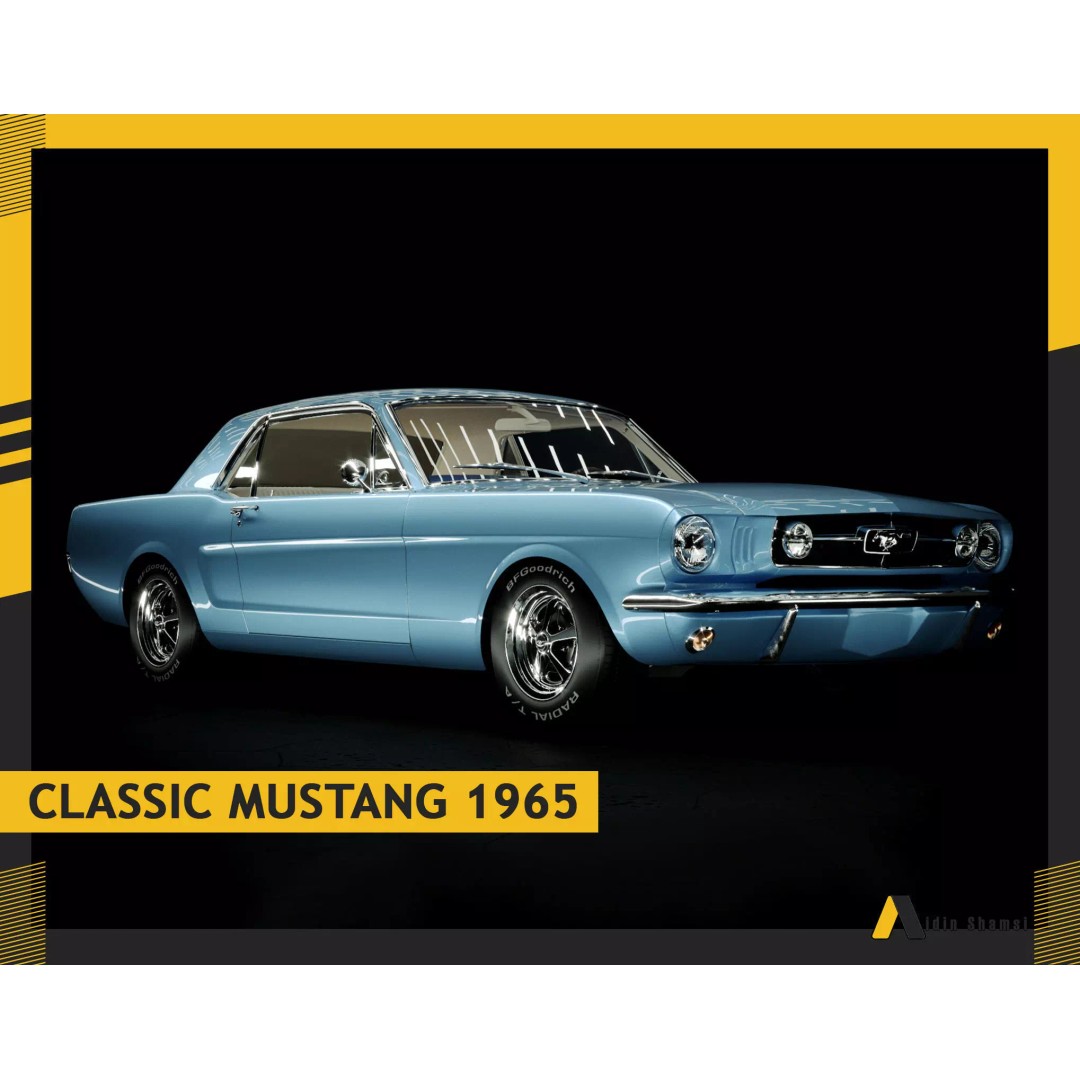 Ford Mustang 1965 Coupe 3D Model – High Poly PBR Car Asset, FBX, OBJ - View 2