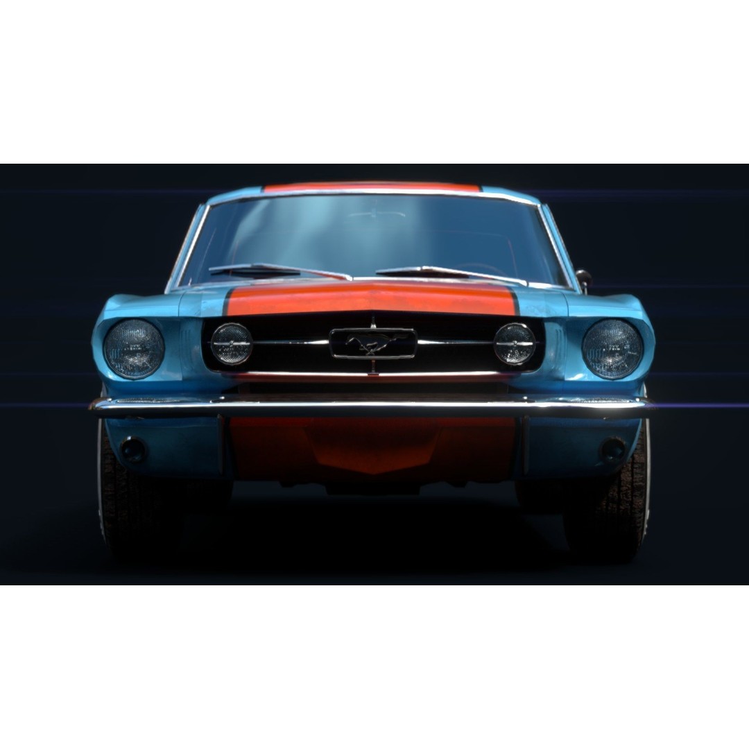 Ford Mustang 1965 Coupe 3D Model – High Poly PBR Car Asset, FBX, OBJ - View 21