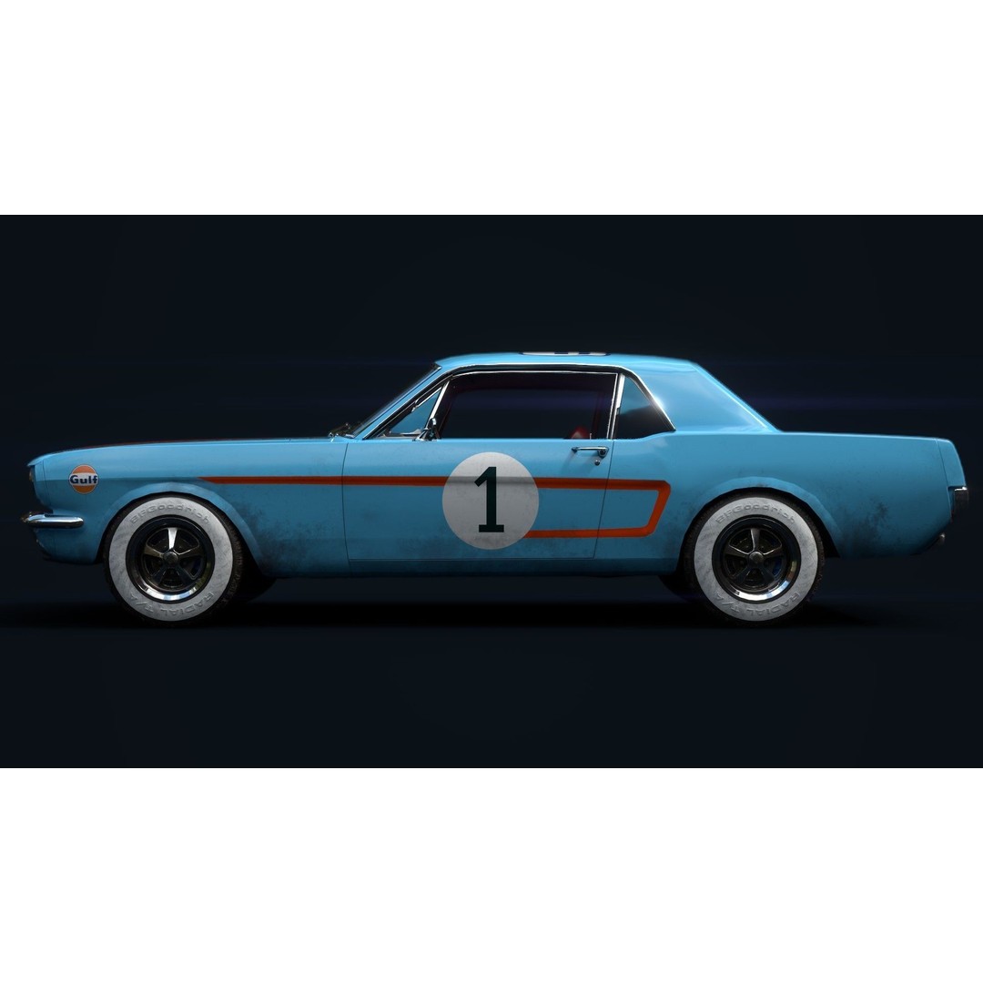 Ford Mustang 1965 Coupe 3D Model – High Poly PBR Car Asset, FBX, OBJ - View 22
