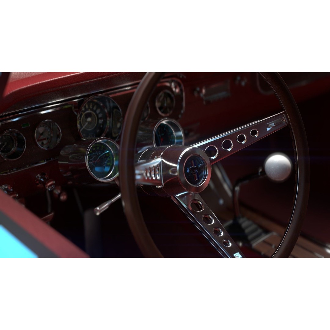 Ford Mustang 1965 Coupe 3D Model – High Poly PBR Car Asset, FBX, OBJ - View 23
