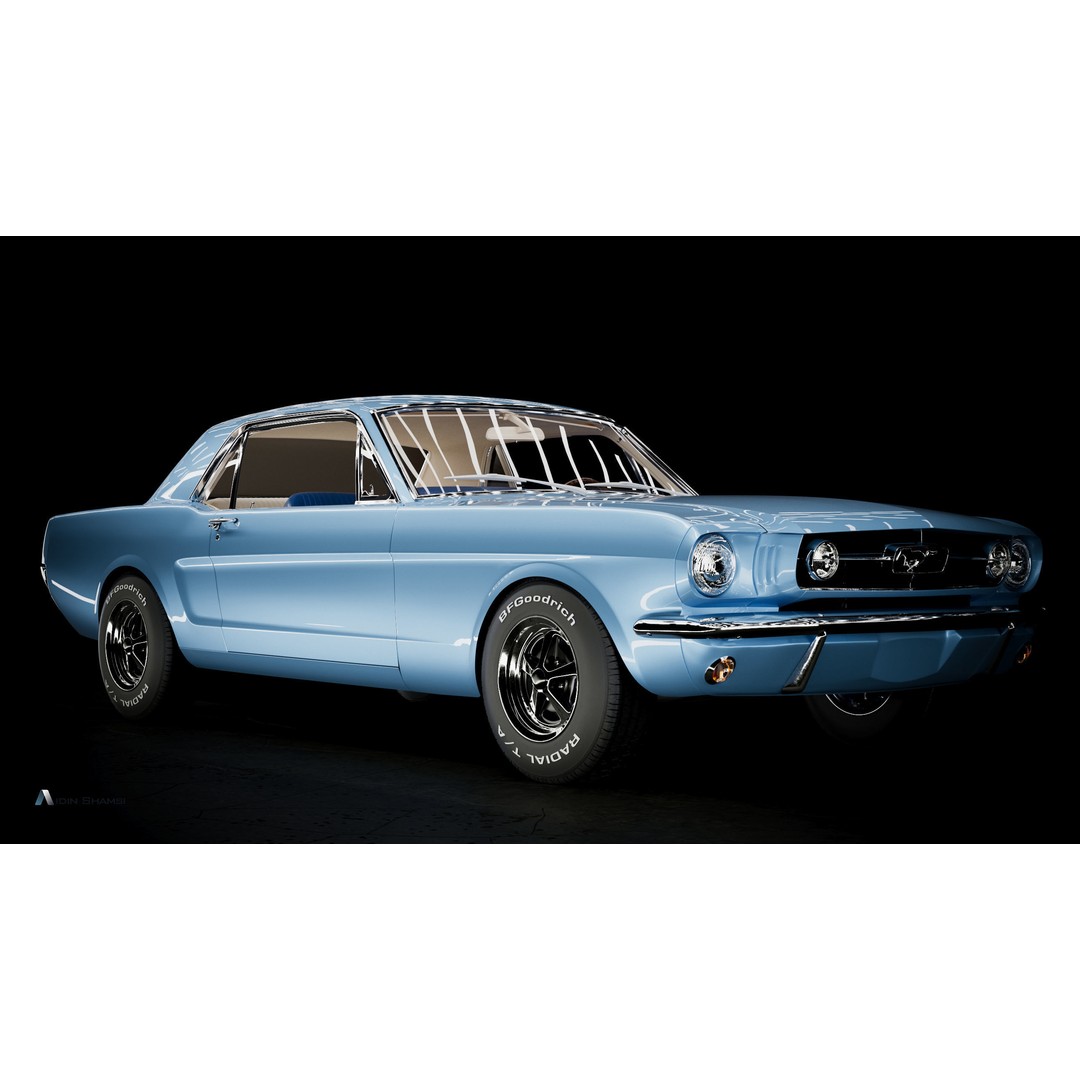 Ford Mustang 1965 Coupe 3D Model – High Poly PBR Car Asset, FBX, OBJ - View 3