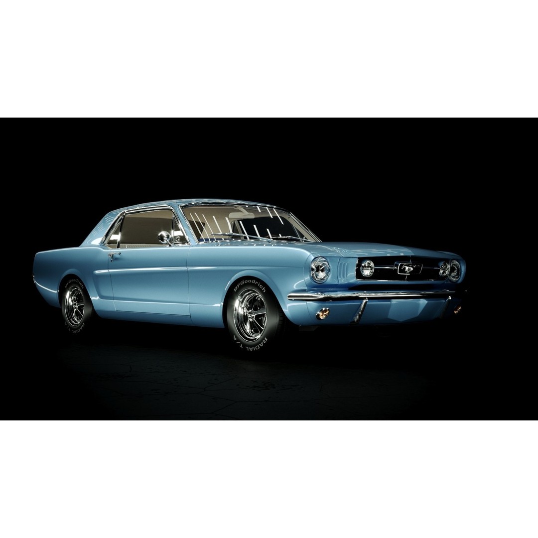 Ford Mustang 1965 Coupe 3D Model – High Poly PBR Car Asset, FBX, OBJ - View 4
