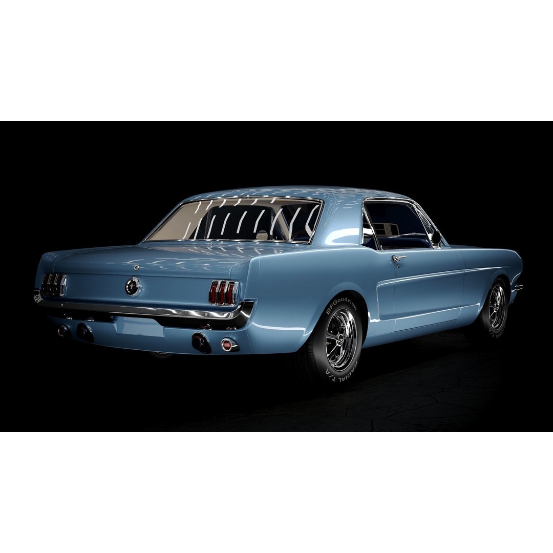 Ford Mustang 1965 Coupe 3D Model – High Poly PBR Car Asset, FBX, OBJ - View 6
