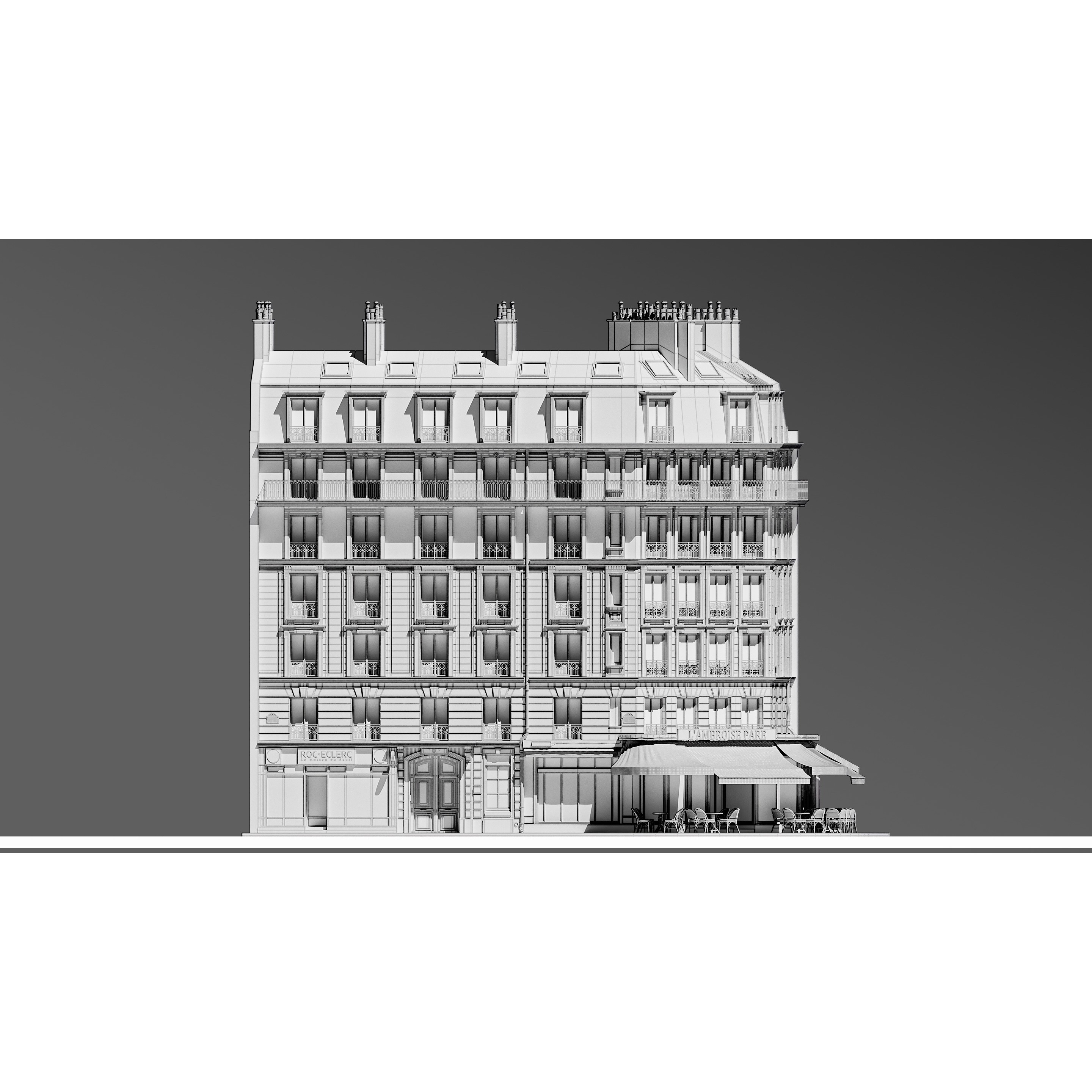 European Corner Cafe Building - Game-Ready 3D Model - View 18