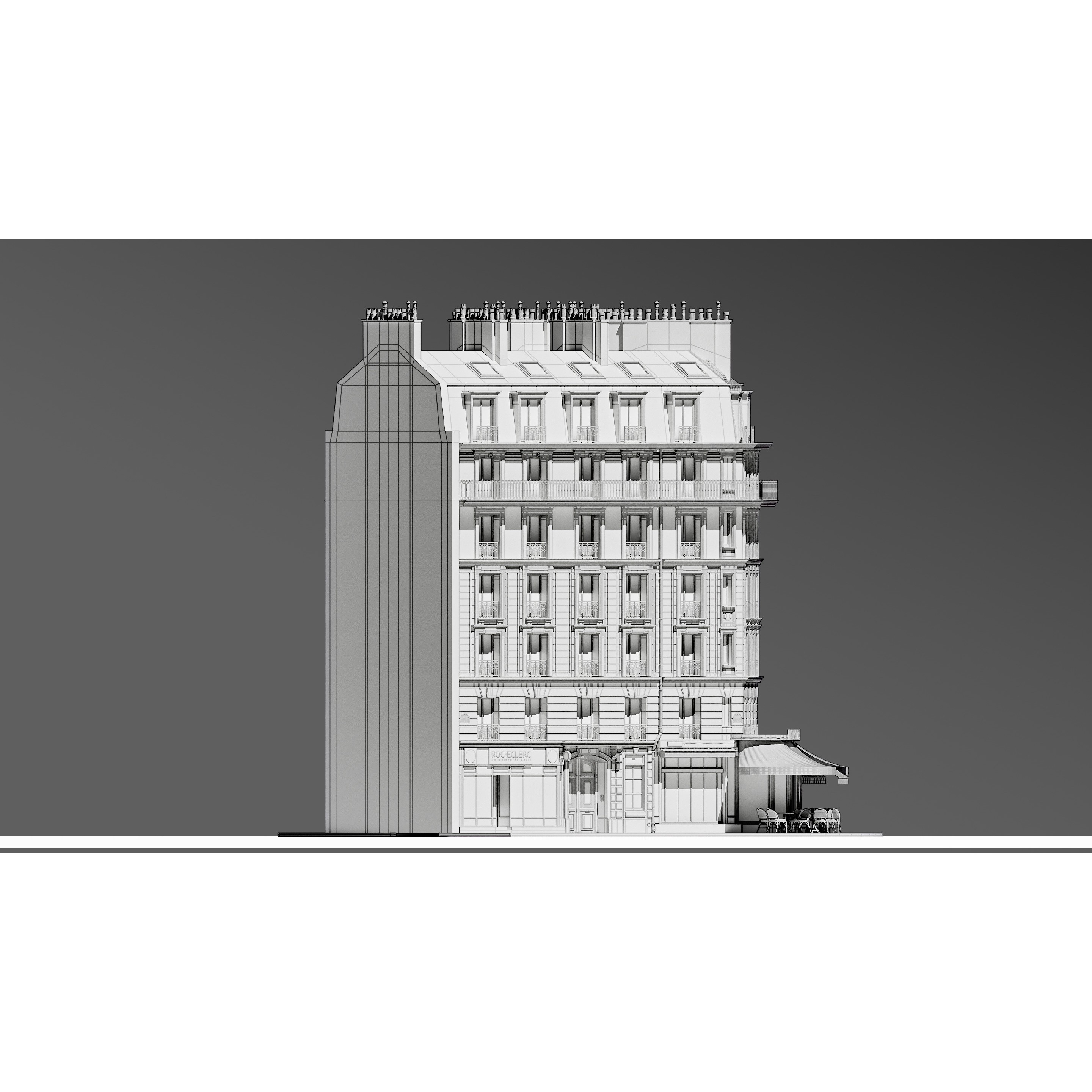 European Corner Cafe Building - Game-Ready 3D Model - View 19