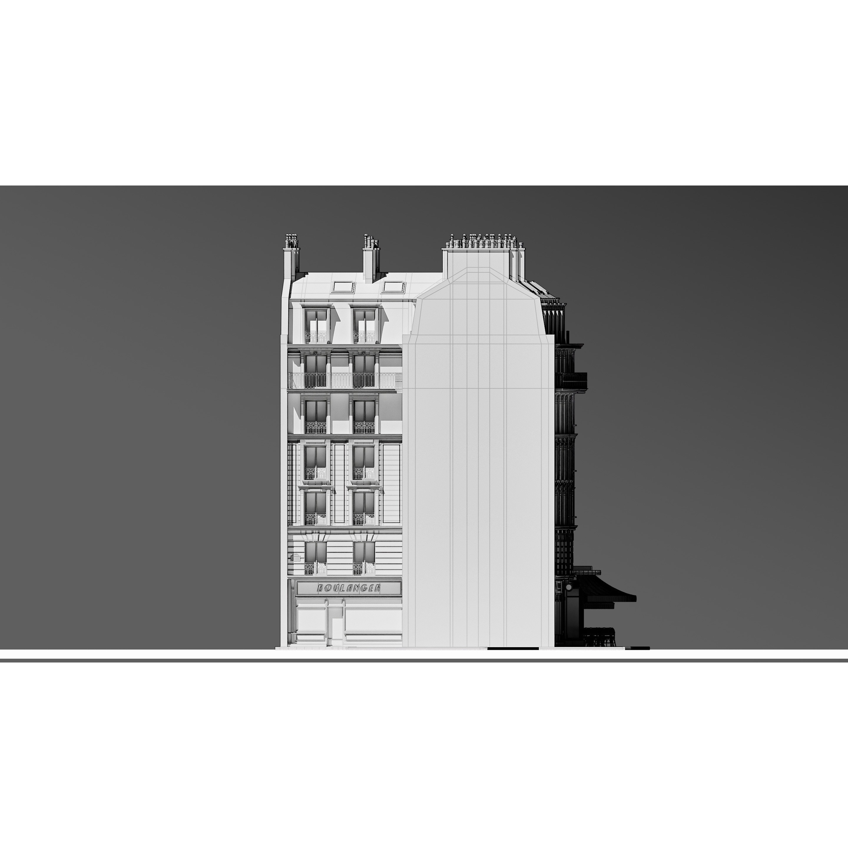 European Corner Cafe Building - Game-Ready 3D Model - View 20