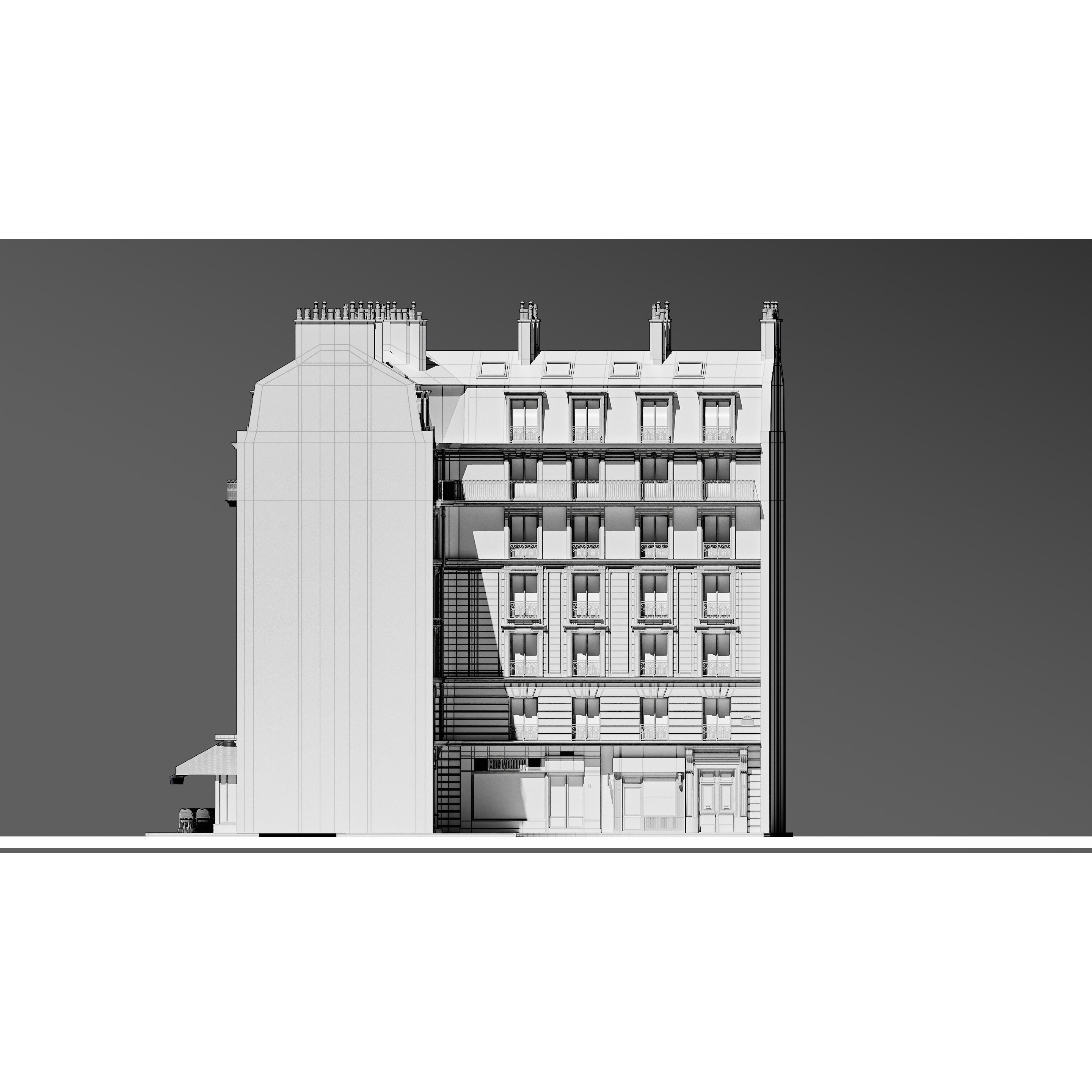 European Corner Cafe Building - Game-Ready 3D Model - View 21