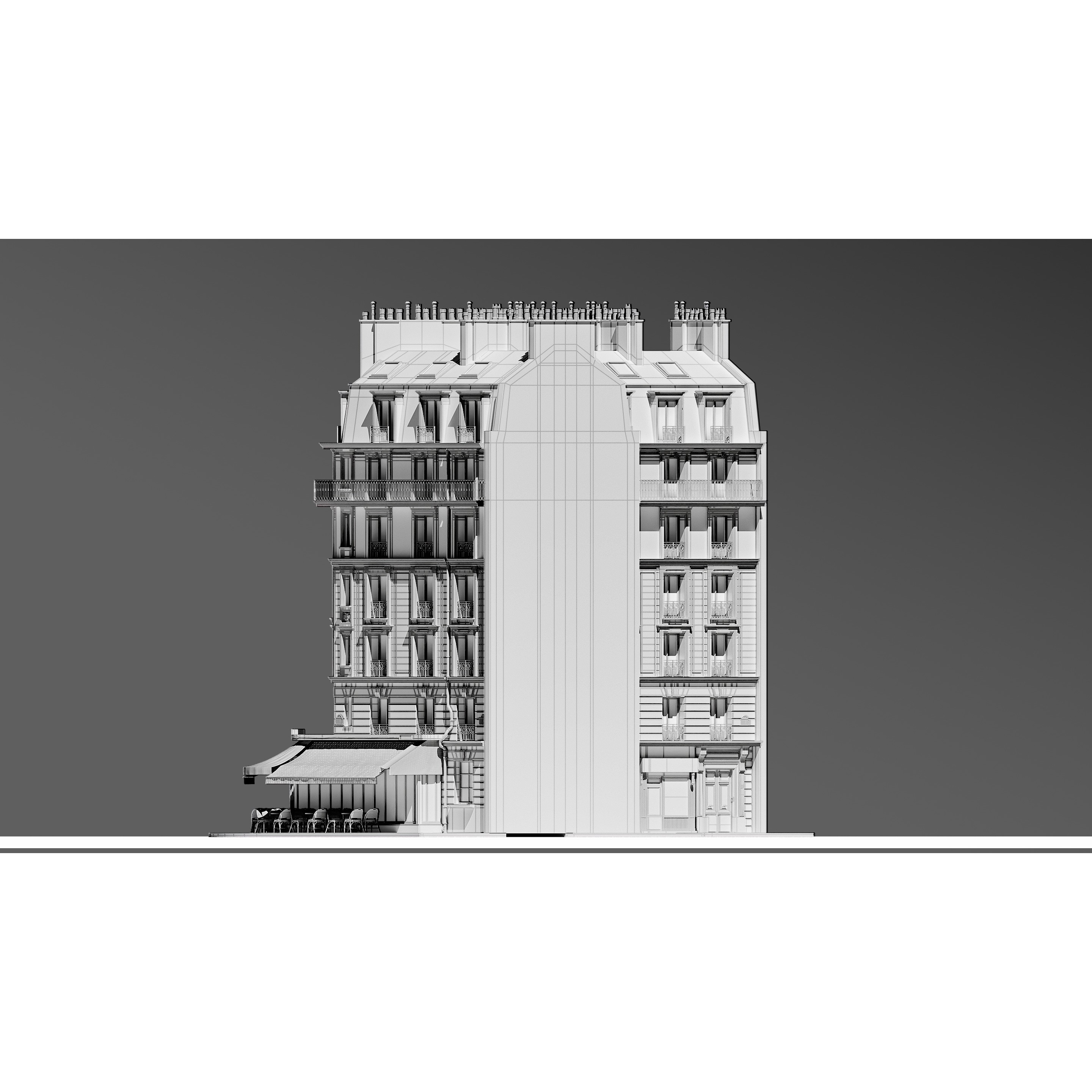 European Corner Cafe Building - Game-Ready 3D Model - View 22