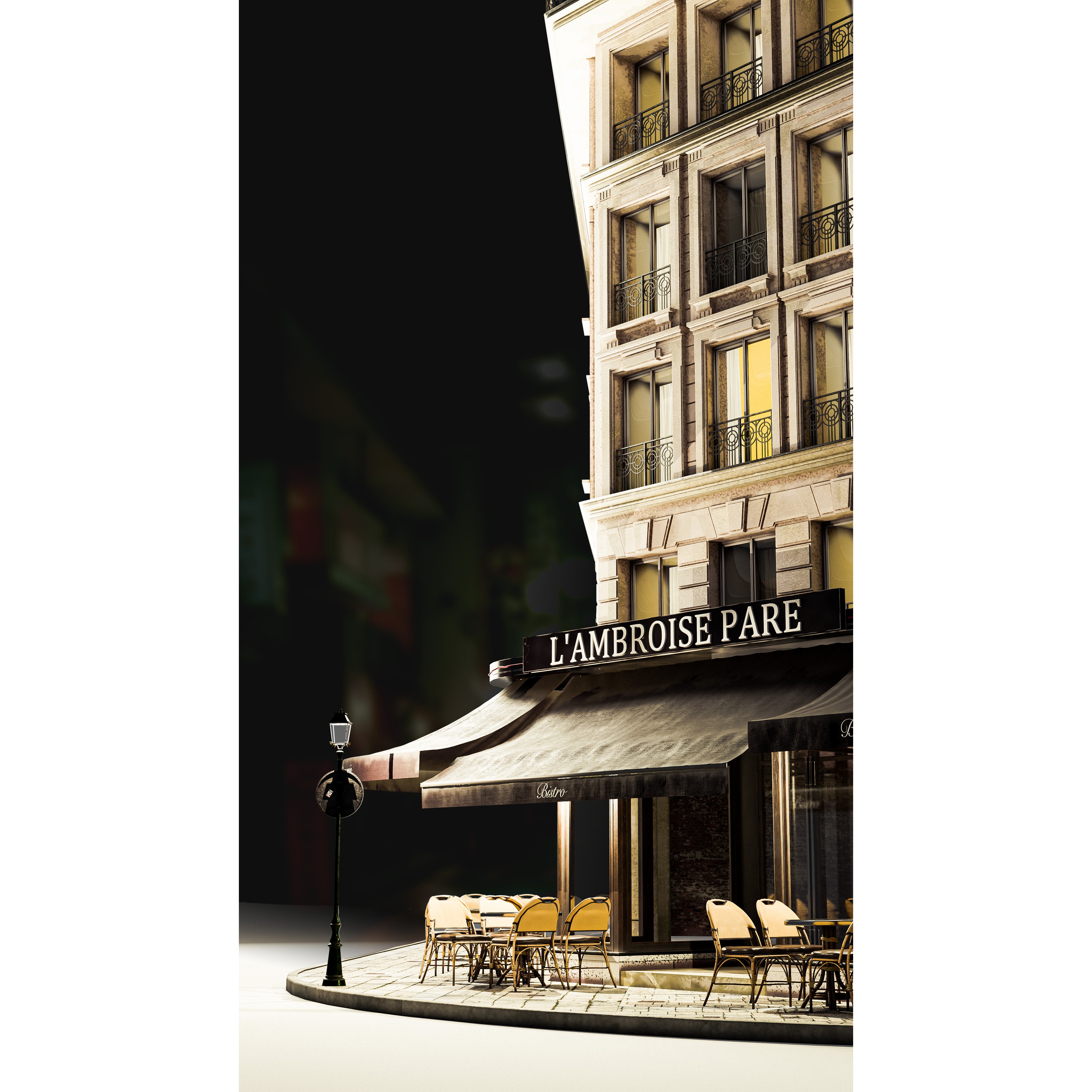 European Corner Cafe Building - Game-Ready 3D Model - View 5