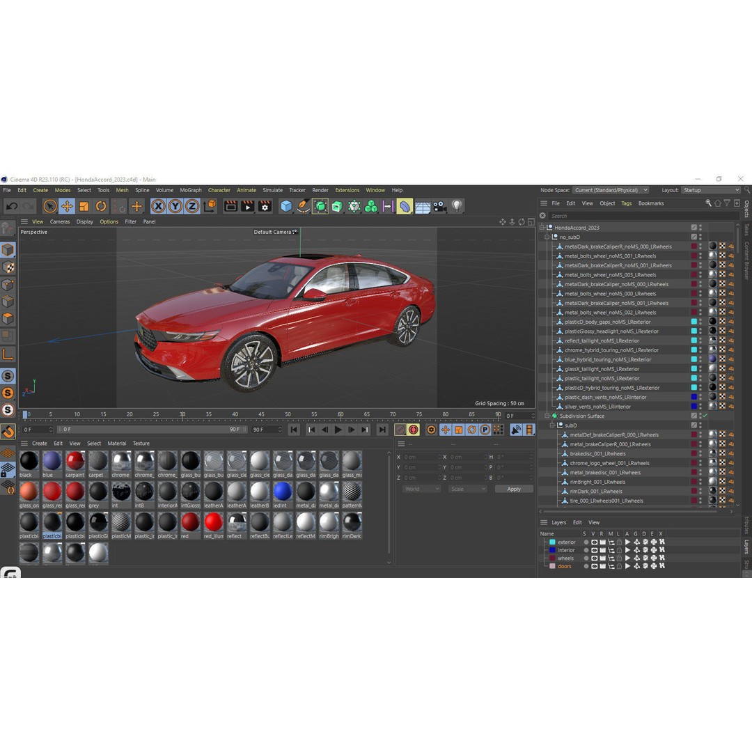 Honda Accord 2023 3D Model – Detailed Sedan with Rigged Interior, FBX, OBJ, Blender - View 44