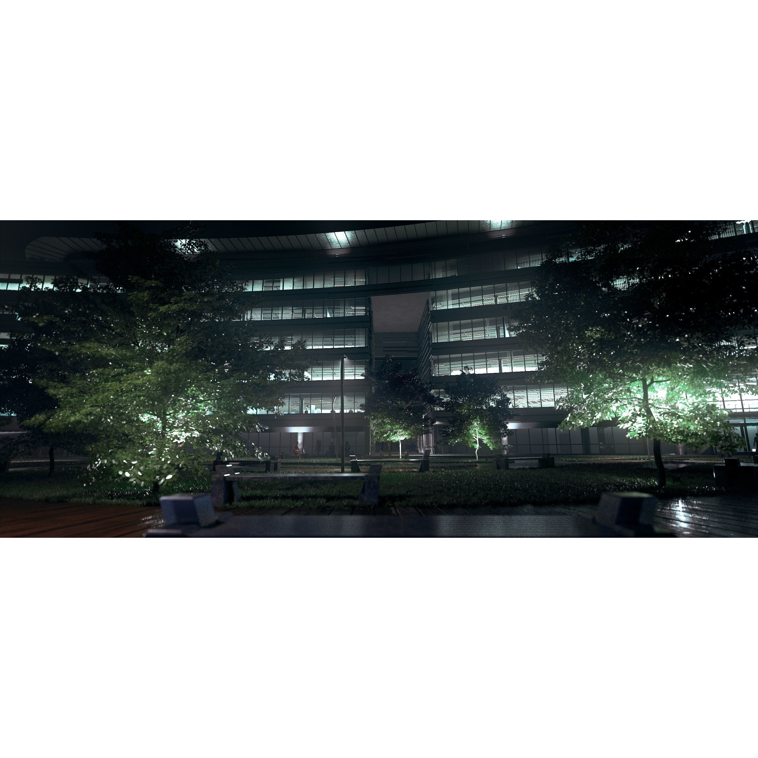 Glass Office Building - Day and Night 3D Model