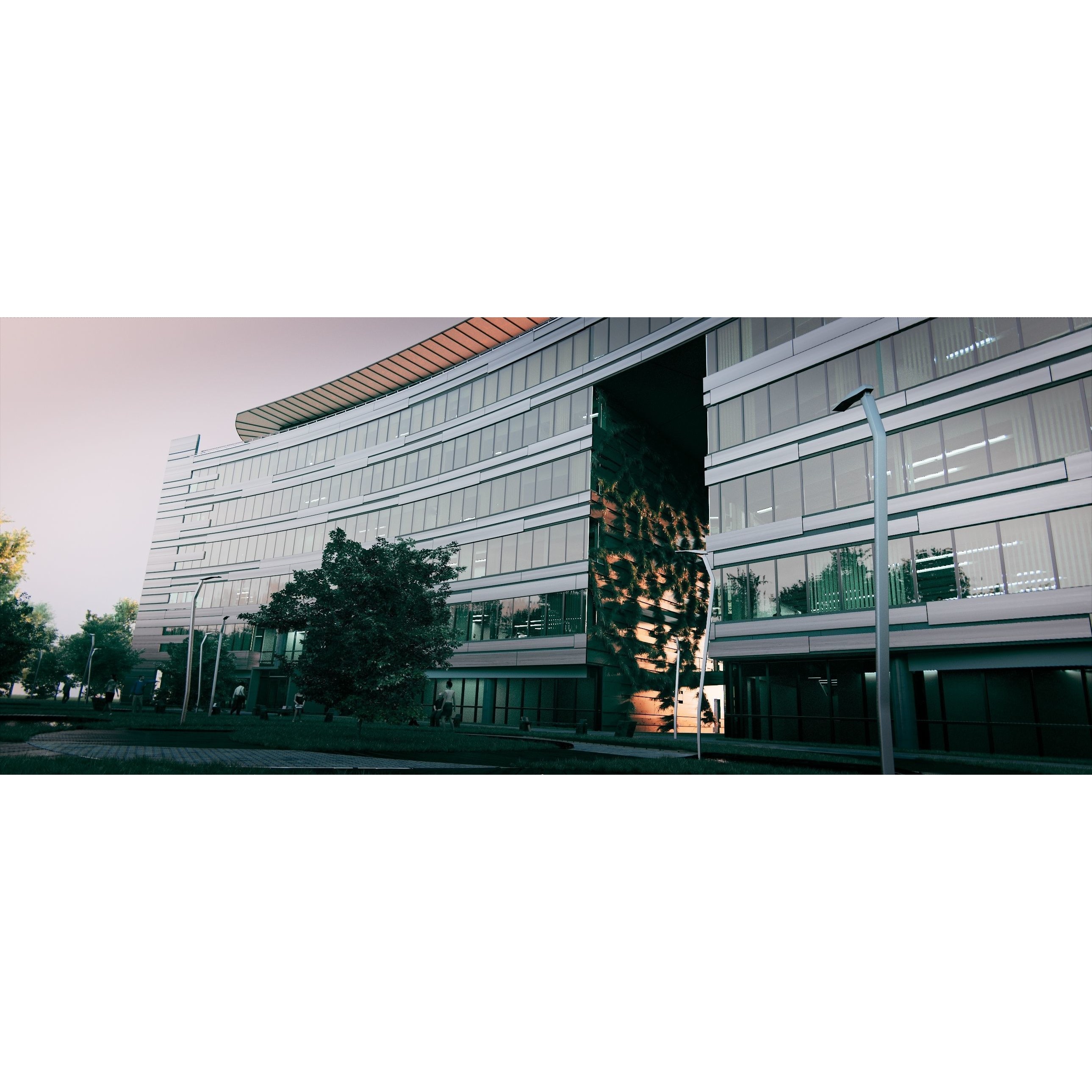 Glass Office Building - Day and Night 3D Model - View 14