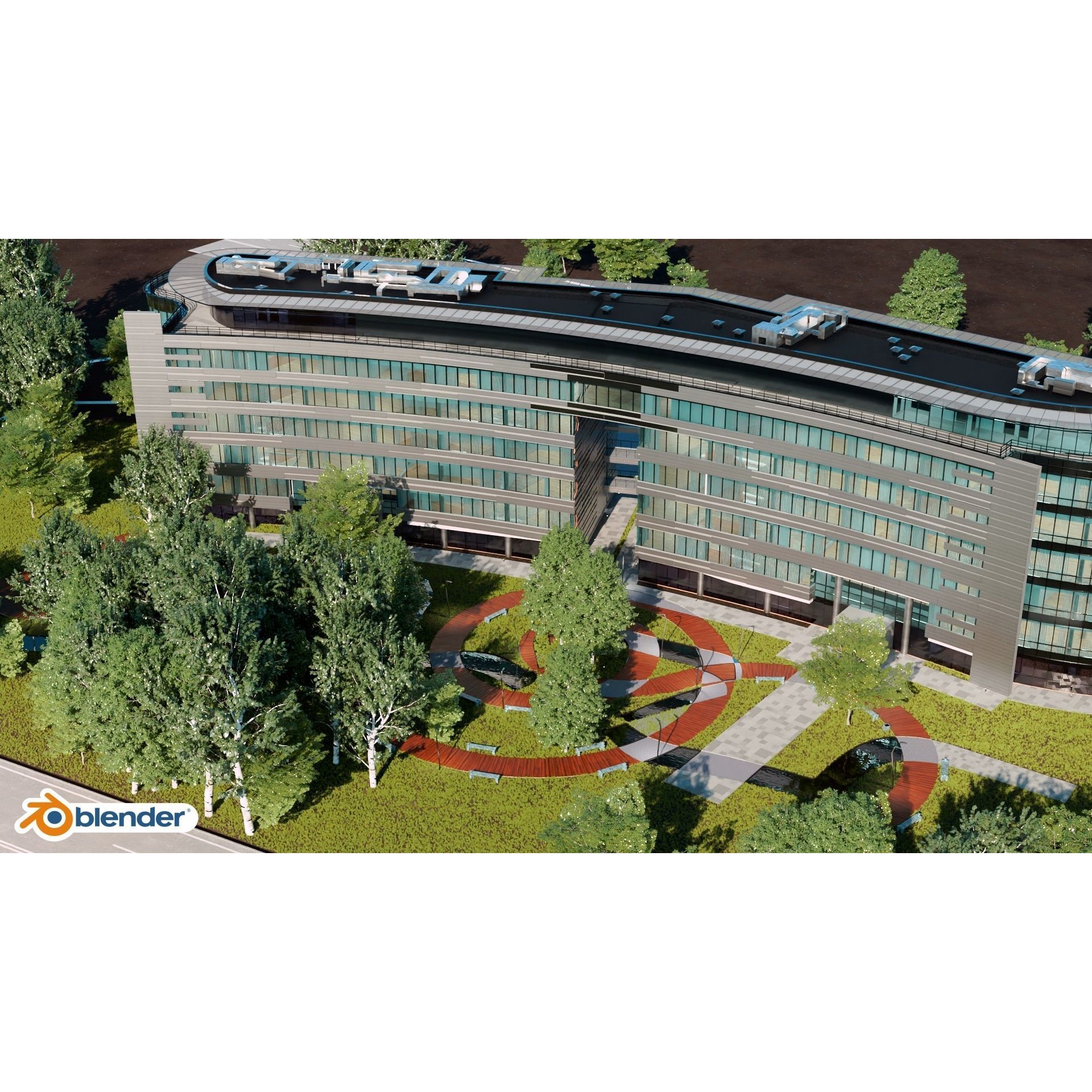 Glass Office Building - Day and Night 3D Model - View 26