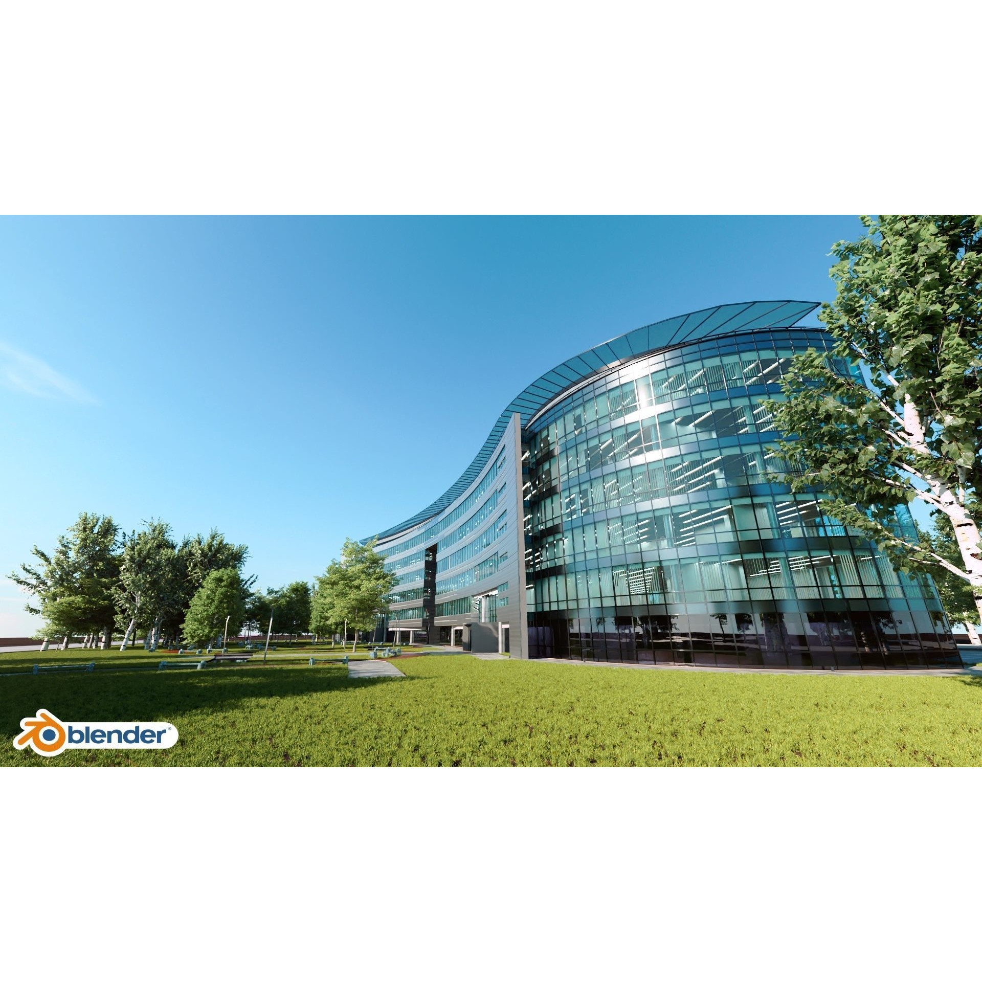 Glass Office Building - Day and Night 3D Model - View 28