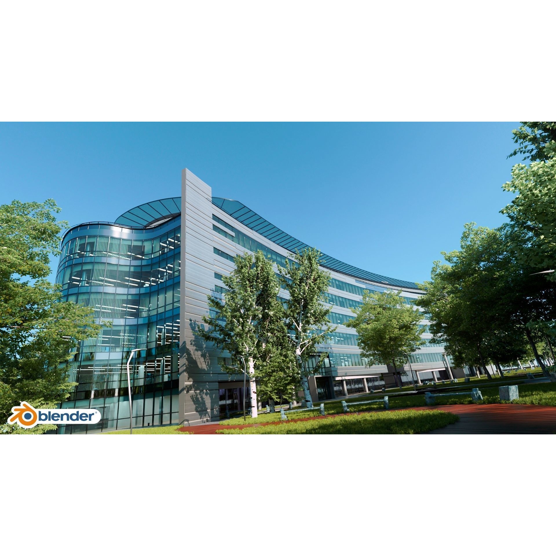 Glass Office Building - Day and Night 3D Model - View 32